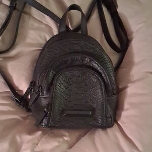 Kendall And Kylie Nano Backpack Leather Snake Skin Pattern. Black (NEW)